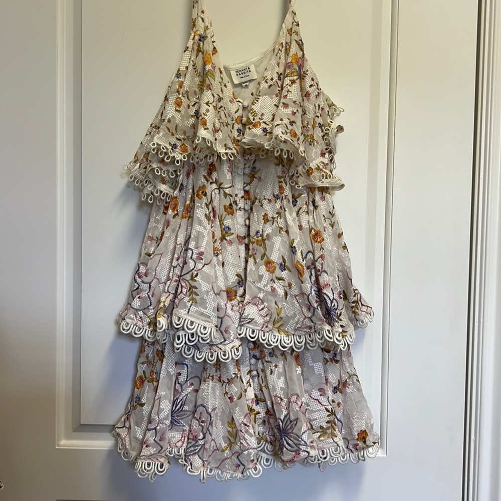 HEMANT & NANDITA Floral Lace Mini Dress